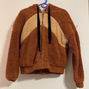 Sweet Rain fuzzy teddy zip up jacket
